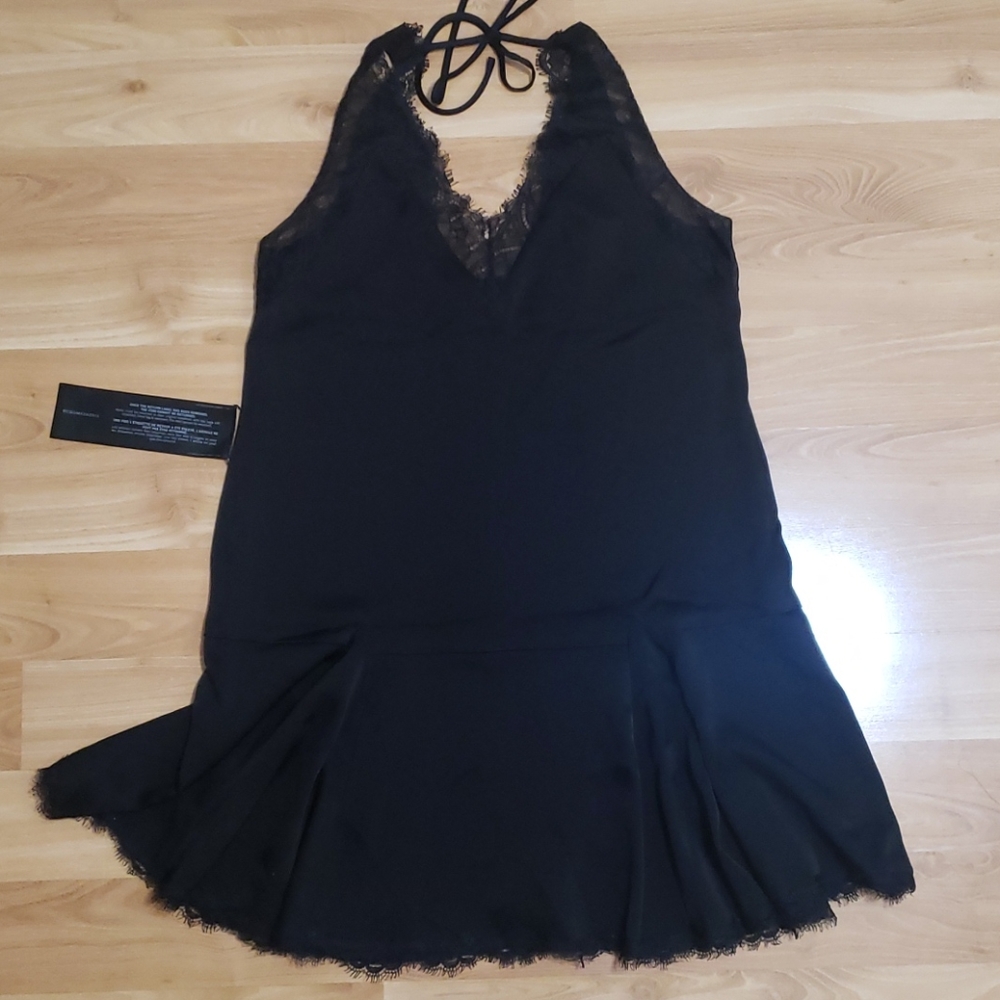 Bcbgmaxazria black lace slip dress